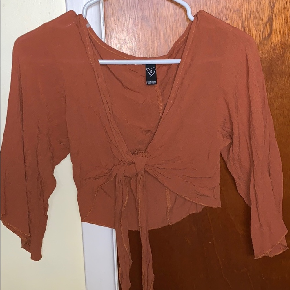 Burnt Orange Tie Crop Top